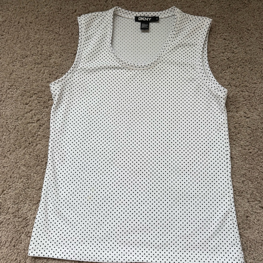 DKNY Tank Top Small Black & White Polka Dots